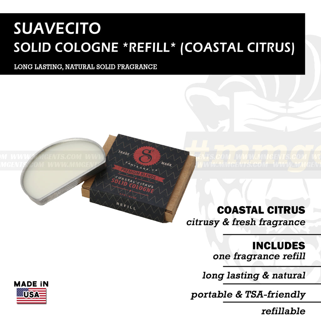 Suavecito - Solid Cologne *Refill* (Coastal Citrus - Citrusy & Fresh Fragrance)