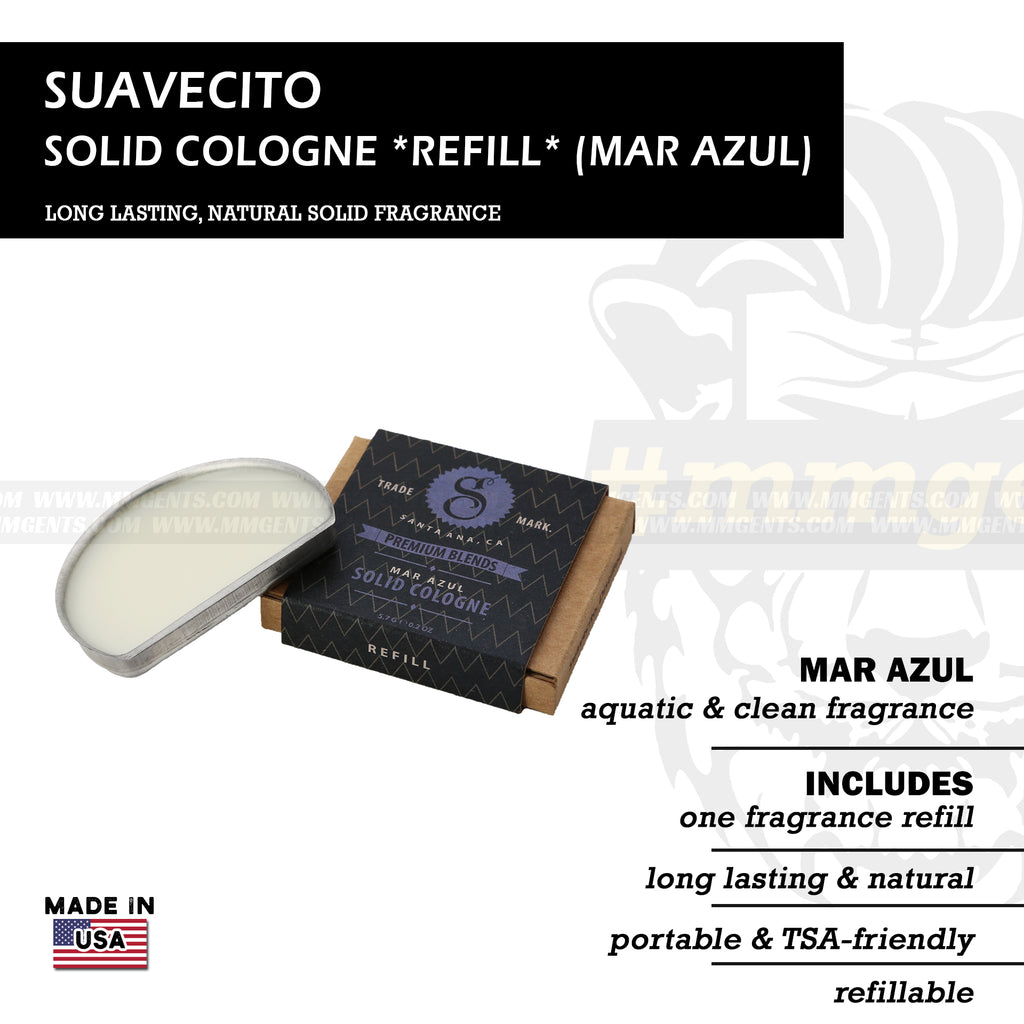 Suavecito - Solid Cologne *Refill* (Mar Azul - Aquatic & Clean Fragrance)
